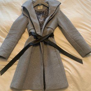 Soia & Kyo Belted Grey Wool Coat SMALL